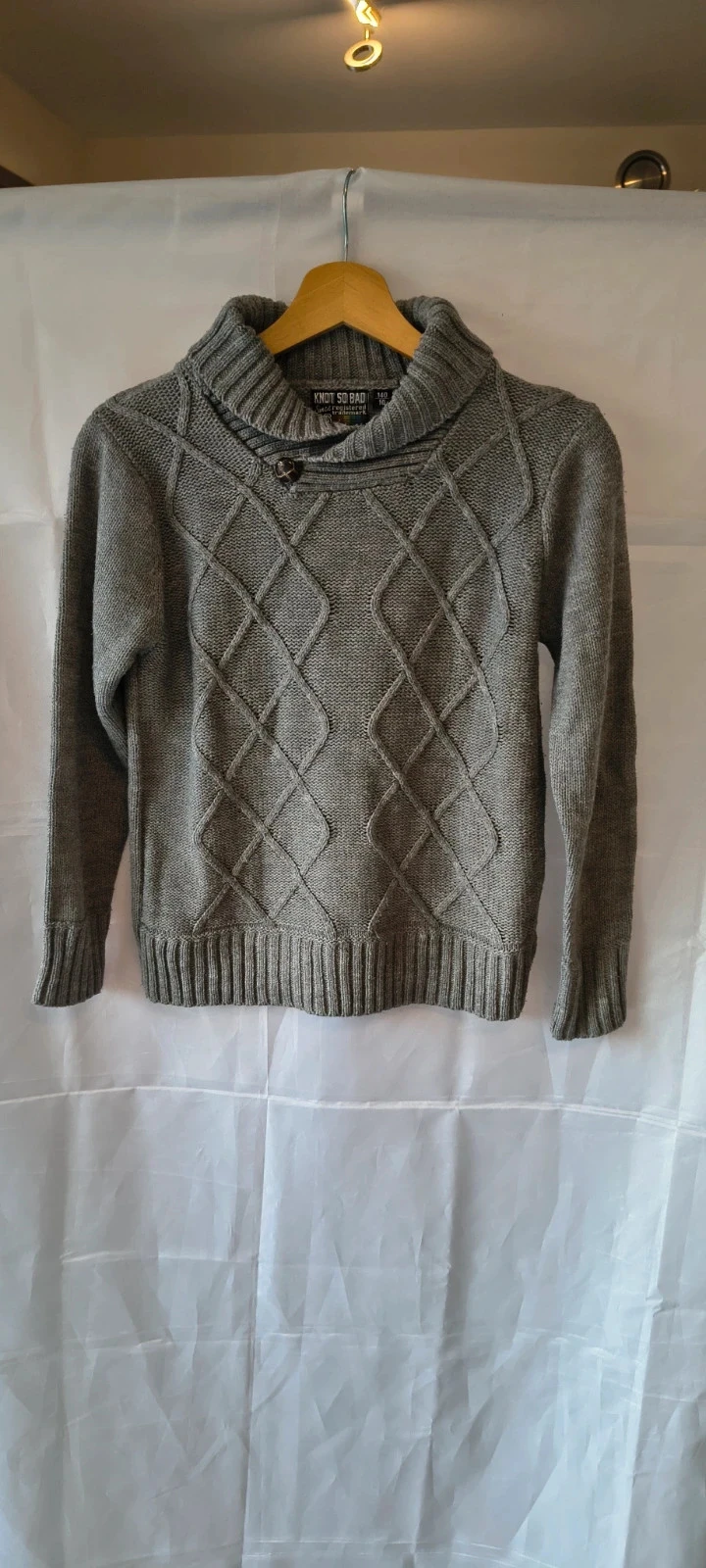 Knot So Bad grijze trui met col – maat 140 – warme gebreide sweater |#283